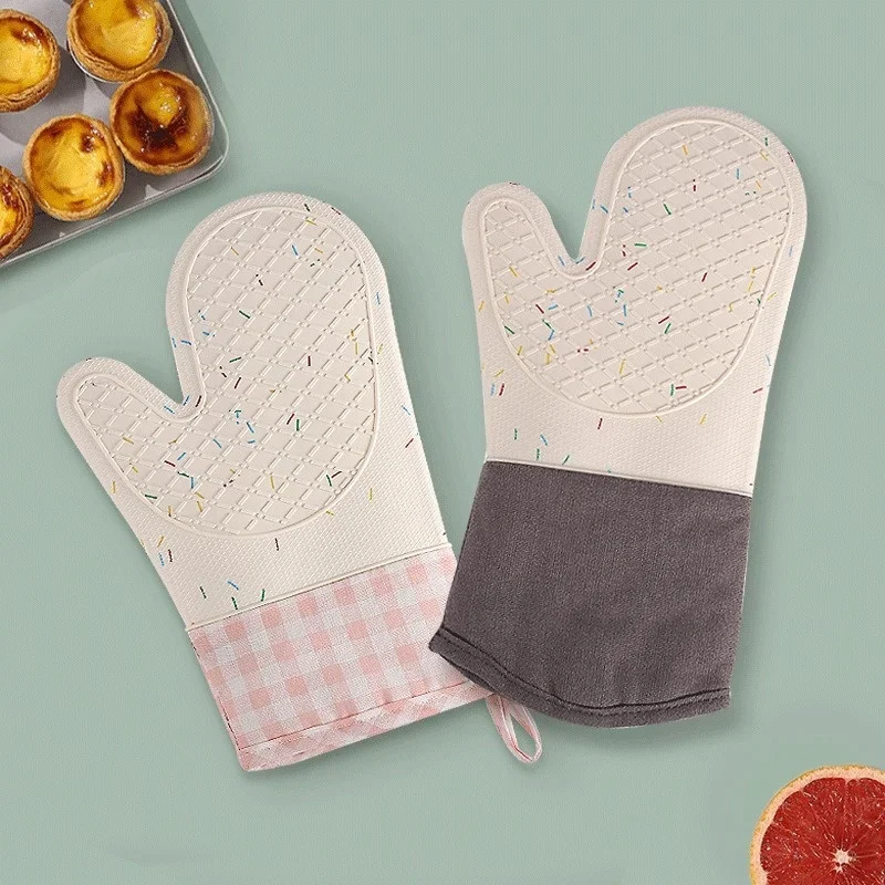 Flexible Heat-resistant Silicone Oven Glove with Stylish Design Soft Microwave Glove Baking Supply Safe Kitchen Accessories 1 Pc silicone oven mitts kitchen gloves silicone oven gloves