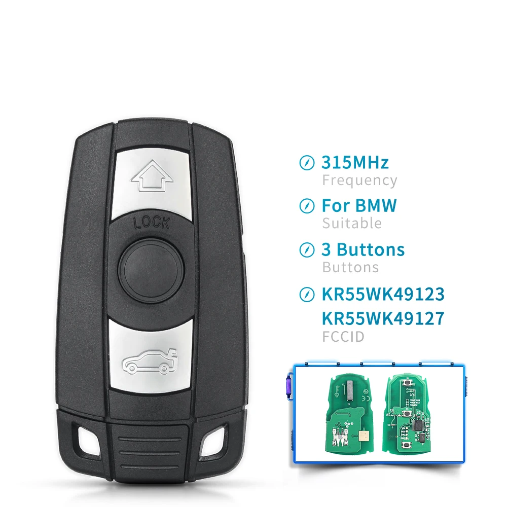 BMW Keyless Remote Key Fob Fits To E60 E70 E90 5WK49127 / 5WK49124 CAS3 CAS3 (Non Proximity) (315MHz - Foto 12