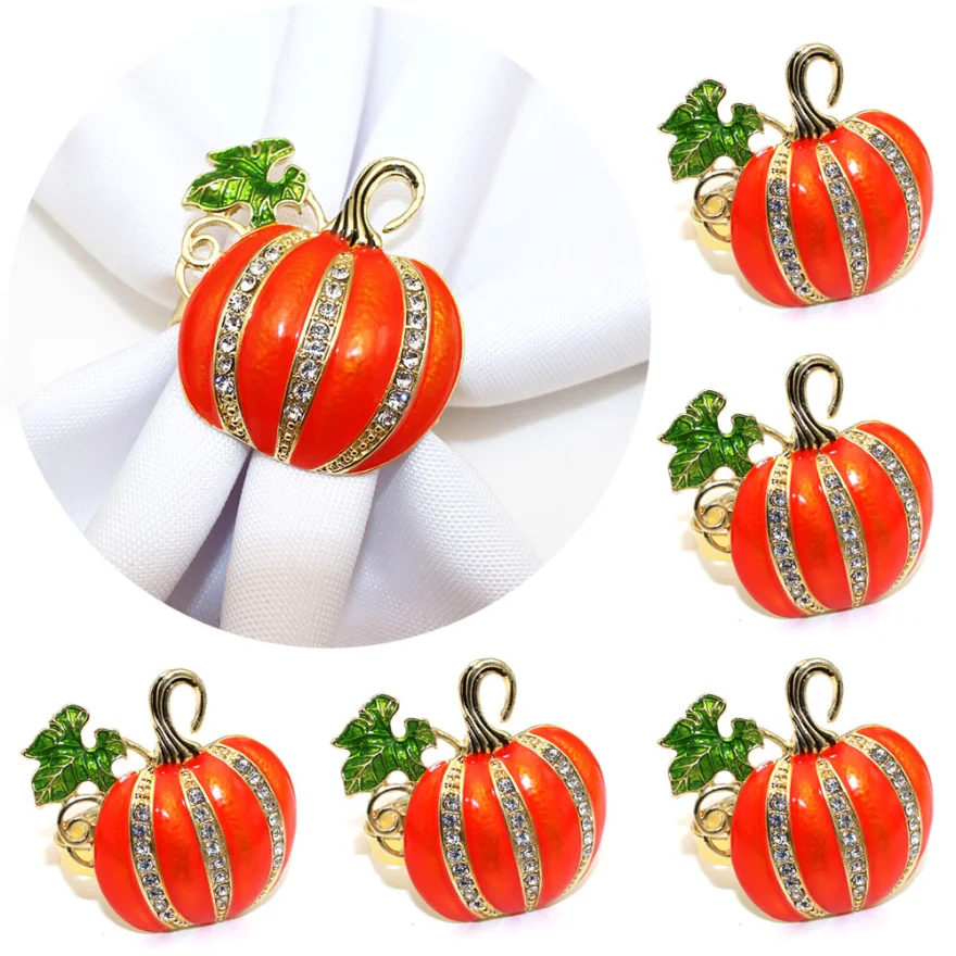 

10pcslot New Napkin Ring Orange Pumpkin Napkin Ring Thanksgiving Napkin Buckle Table Decoration Supplies