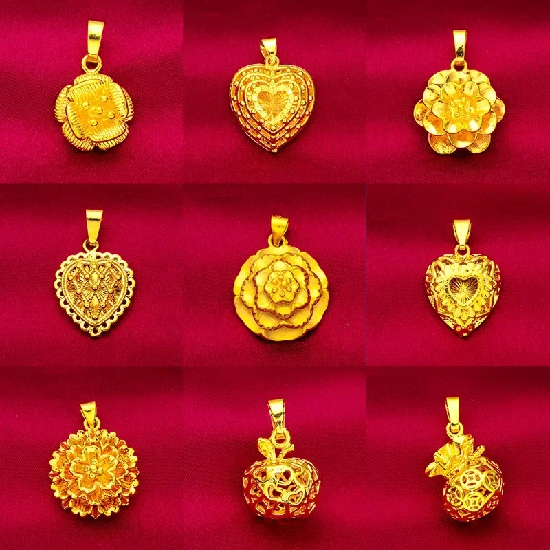 

2024 New Fake 24K Real Gold 45CM Necklace Electroplated Love Pendant Peach Heart Flower Apple Lady Woman Valentine's Day Gift
