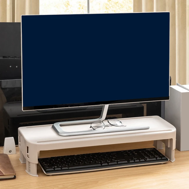 Soporte de Monitor de escritorio, elevador de pantalla de ordenador  portátil con 2 cajones, caja de almacenamiento, organizador para estante de  PC de oficina - AliExpress