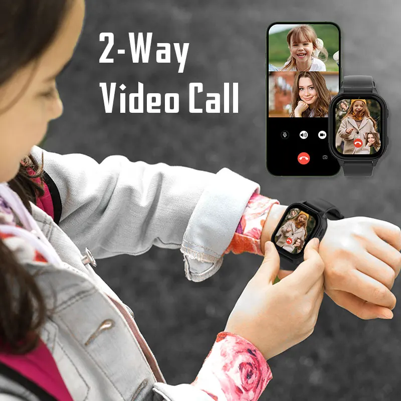 Aoekne 4G Smartwatch Bambini, Smartwatch per Ragazzi e Ragazze con GPS Chiamate Chat Vocale Videochiamata WiFi SOS Modalità Classe Fotocamera Contapassi Sveglia Batteria da 850 mAh (Nero