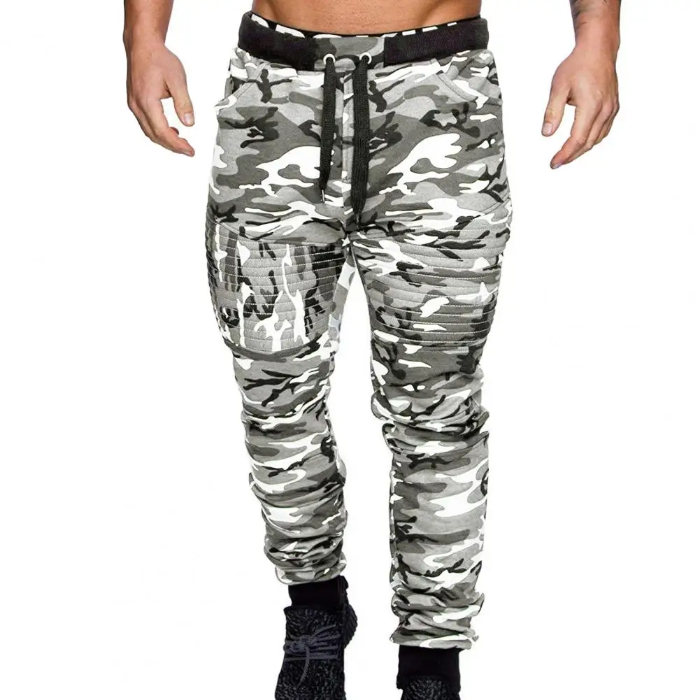 Sport Jogging Trousers Fleece Sweatpants Casual Men Trousers Camouflage Print Elastic Waist Drawstring Spring Pants Ankle-banded Wear-resistant Men Sweatpants Sports