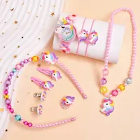 Children's Necklace Unicorn Quartz Watch Ear Clip Scrunchie Set Explosive European and American Ear Clip Scrunchie Ring 1