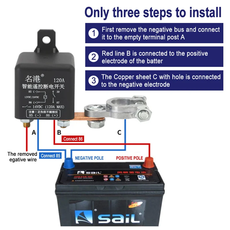 Auto Auto 12V 200A Universal Batterie Schalter Relais Integrierte Drahtlose  Fernbedienung Trennen Cut Off Isolator Master Schalter