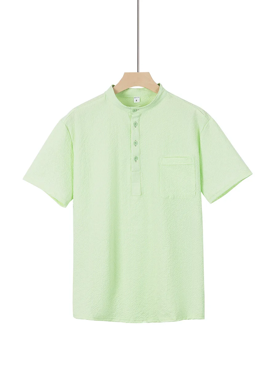 Summer Plaid Short Sleeve Male Business Shirt