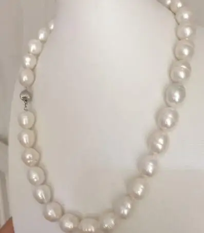 

classic 9-10mm south sea baroque white pearl necklace 18inch 925s