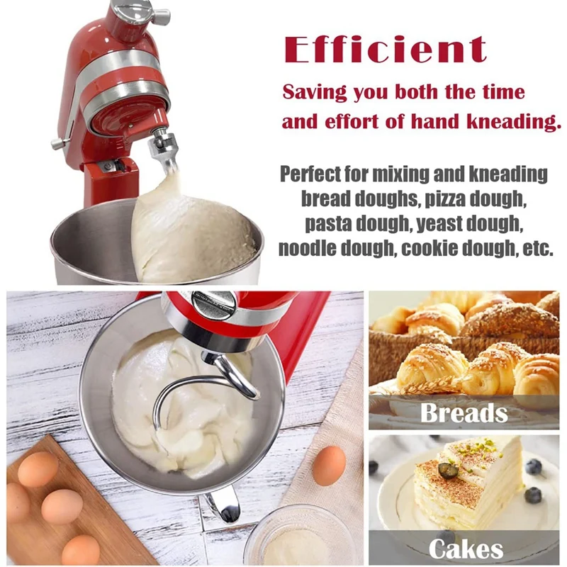 Spiral Dough Hook Dough Hook Replacement For Kitchenaid 4.5-5 Quart Tilt-Head Stand Mixer