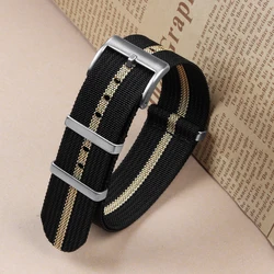 Braided Nylon Military Watch Strap - Versatile Mens and Womens Watch Band Bracelet - 22mm (Black - Gold)