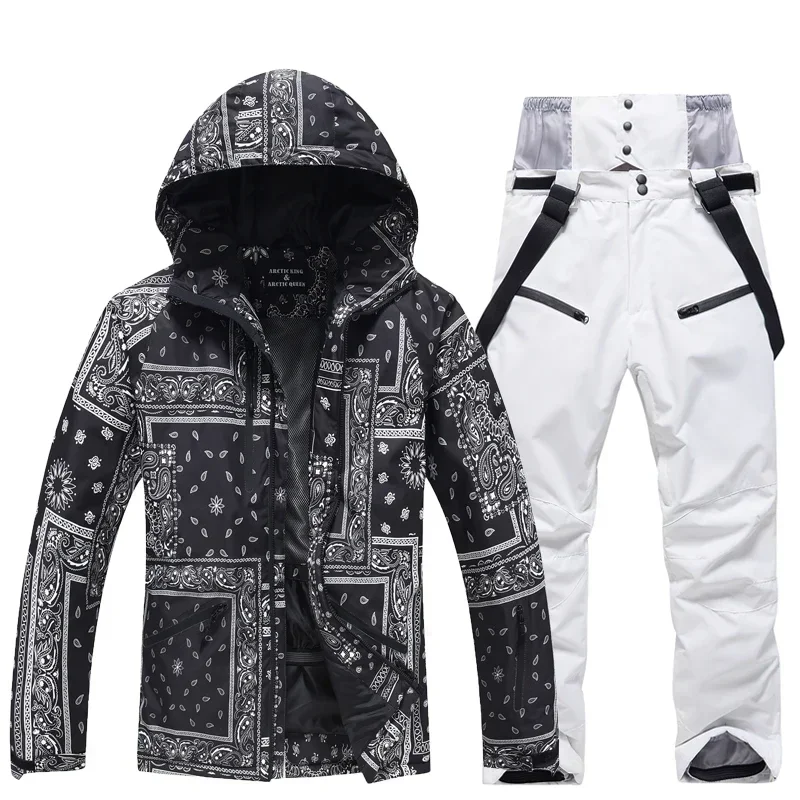 Winter Ski Suit Set Cold Snowboard Men/Women Double Board Hooded Skiing Ski Suit Waterproof Windproof Outdoor Skiing Jacket/Pant 6