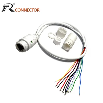 CCTV POE IP 네트워크 카메라 PCB 모듈 비디오 전원 케이블, 단자 포함 암 커넥터, 60cm DC + RJ45, 1 개