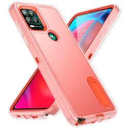 3 - in - 1 Hybrid Shockproof Anti - Scratch Protective Case with Stand - G Stylus 5G 2024 (Transparent - Orange)