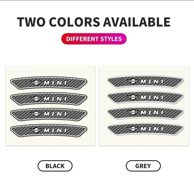 4개 자동차 휠 허브 림 스티커 자동차 장식 데칼 카본 파이버 스티커 미니 쿠퍼 S R50 R52 R53 R55 R56용 자동차 액세서리