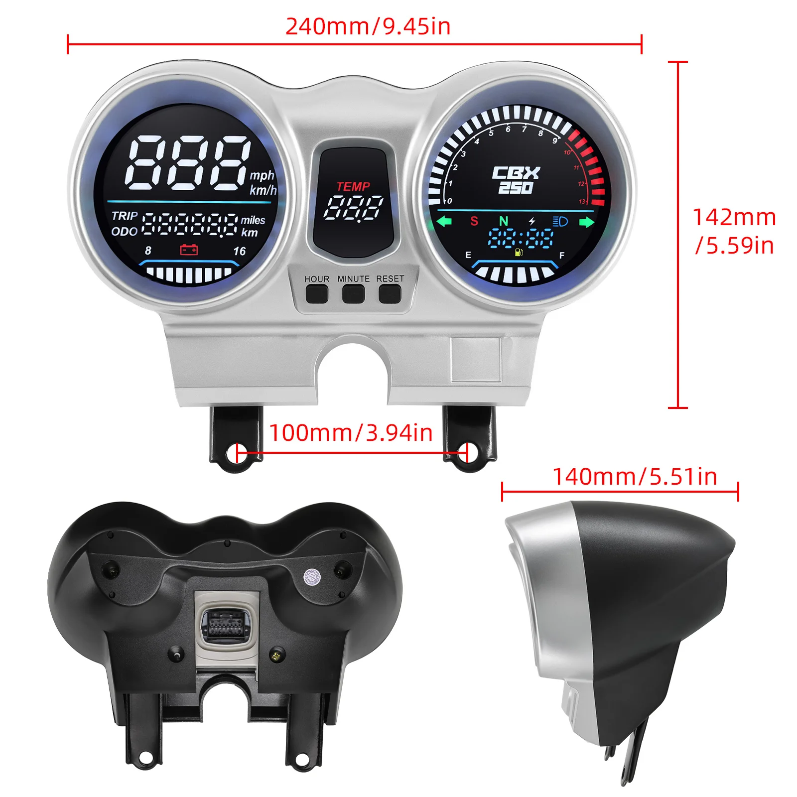 LED Dashboard Motorcycle Tachometer LCD Digital Speedometer OEM 37100-KPF-961 Fo