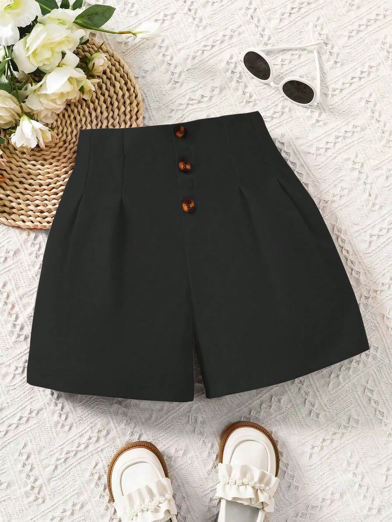 Summer Work Shorts For Girls Simple High Waisted Casual And Versatile Loose And Slim Wide Leg Korean Version Of Girls' Pants