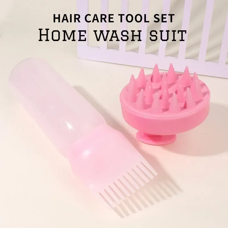 2pcs Hair Dye Refillable Bottle Applicator Comb Root Comb Applicator Bottle Shampoo Brush Scalp Hairdressing Coloring Tools