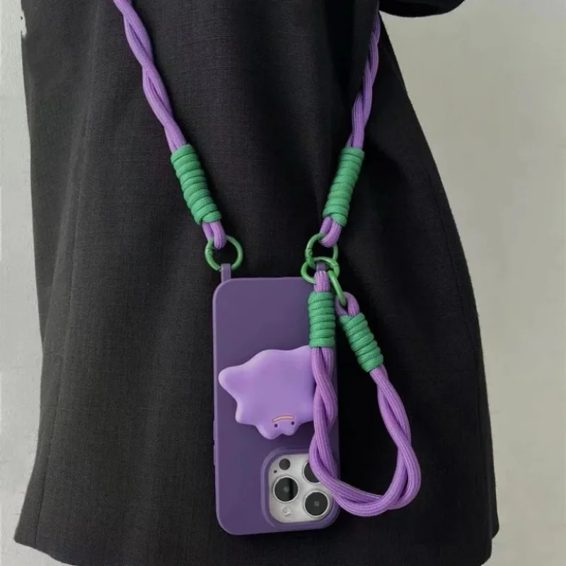 Cartoon Wrist Strap Crossbody Phone Holder Necklace with Silicone Cover