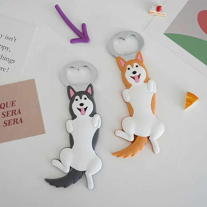 Magnetic Fridge Magnets Magnetic Fridge Stickers Refrigerator Decor Magnetic Refrigerator Bottle Opener Cartoon Akita Bullfight Cat Dog Beer Bottle Opener Ccat Magnetic Refrigerator Decoration