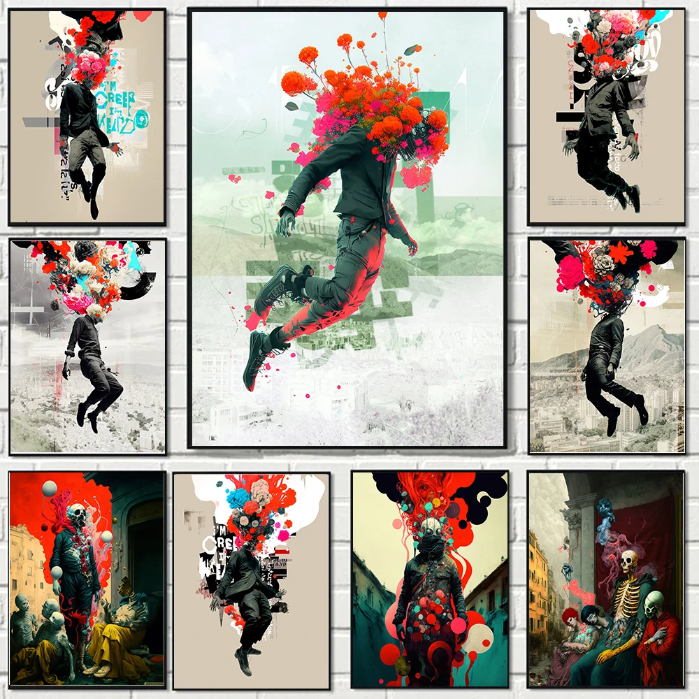 

Modern Art Abstract Flowers Head Figure Portrait HD Canvas Printed Mural Graffiti Posters Living Room Home Office Pictures Decor