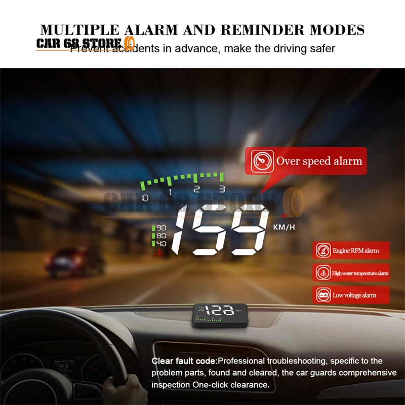 1 Ʈ Hud A900 ڵ ÷ ڵ  ˶ EUOBD OBD2  ÷ ӵ   ڵ  ׼