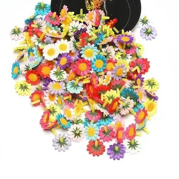New Brand 100pcs/bag 4cm Mixed Silk Sunflower Artificial Flowers Party Scrapbook Accessories Garland DIY Flower Decoration 2