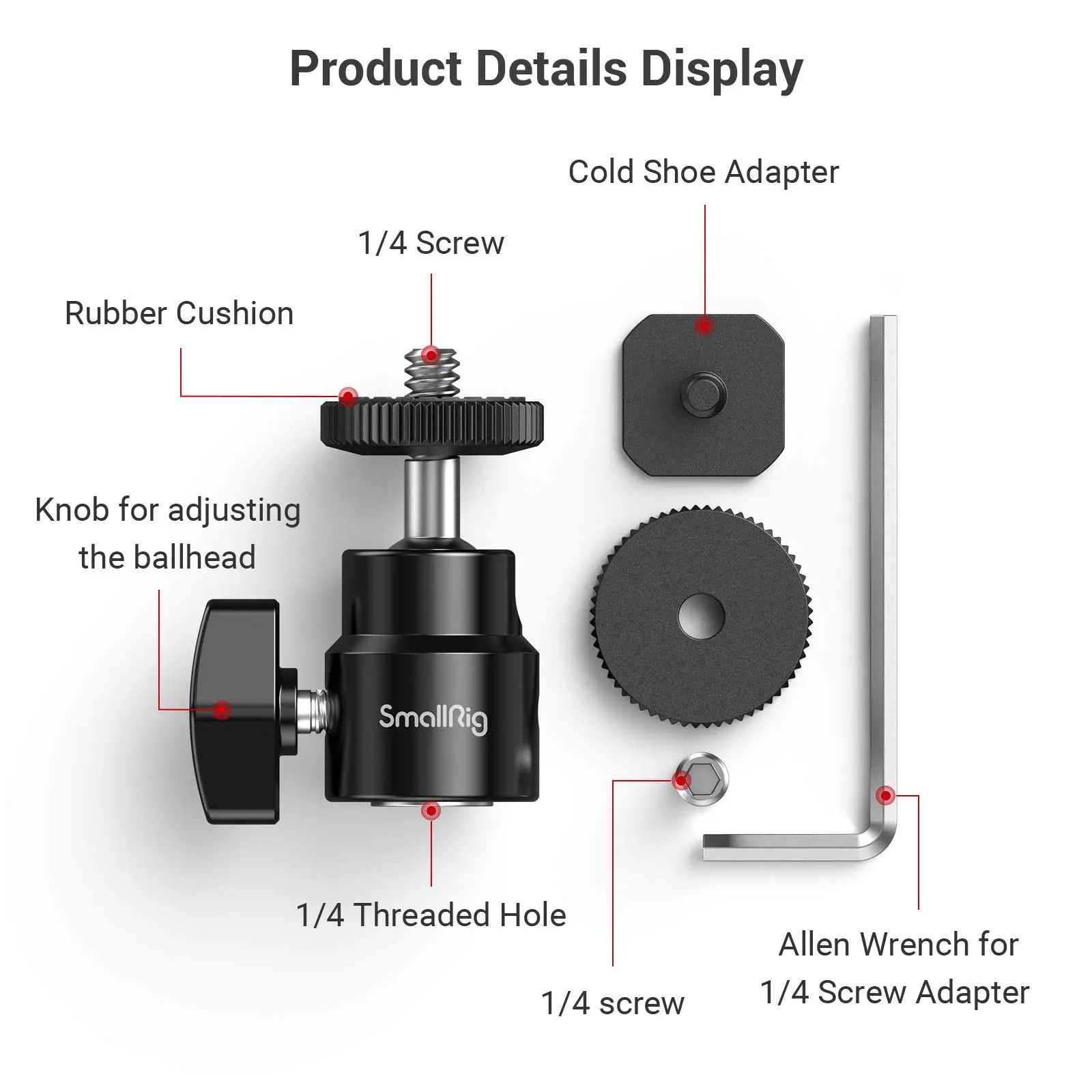 1/4" Camera Hot Shoe Mount with Additional 1/4" Screw for Canon for Nikon for Pa