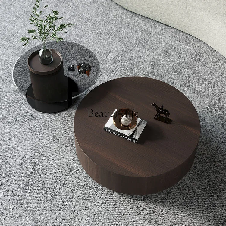 Mesa De Centro Redonda Com Tampo De Vidro - 80cm Moderna Para Sala De Estar
