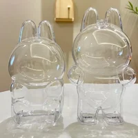 Protective Acrylic Case Transparent Portable Cable Organizer Box  Storage Case  Plush Dolls Display Bag for labubu V1 V2 outfit 1