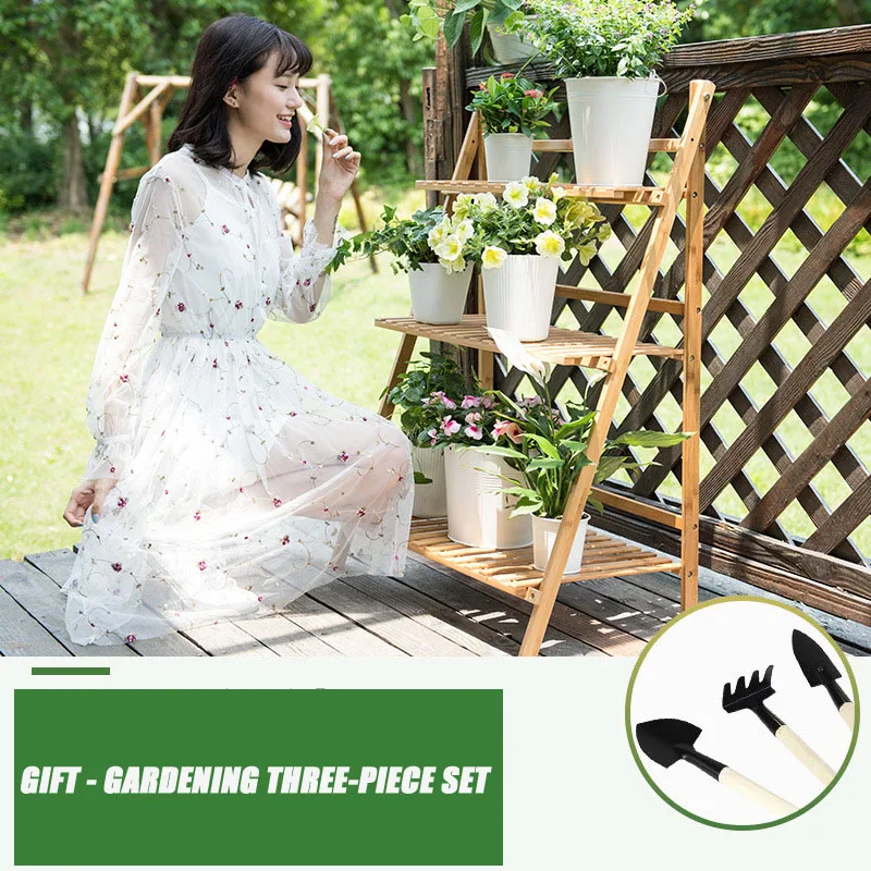 

3 Layer Tall Plant Stand Indoor Outdoor Wood Plant Shelf Corner Display Rack Flower Stand for Living Room Balcony Garden Patio