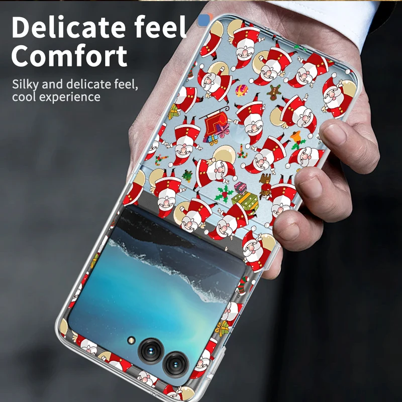 Festive Snowman Patterned Shockproof Clear Hard Folding Phone Case