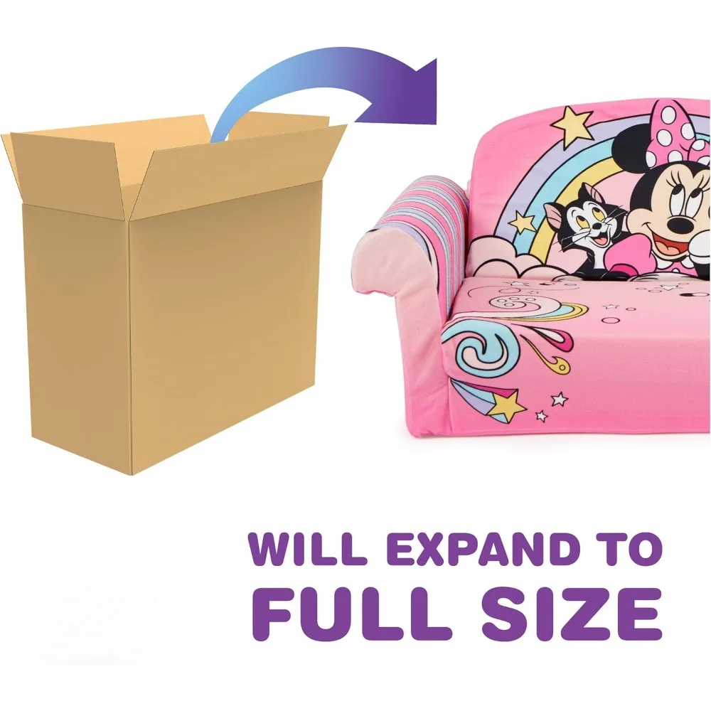 Minnie Mouse 3-in-1 Slumber Sofa Baby Lounger, Convertible Kids Couch, Sofa Bed & Foam Toddler Nap Mat with Attached Blanket 4