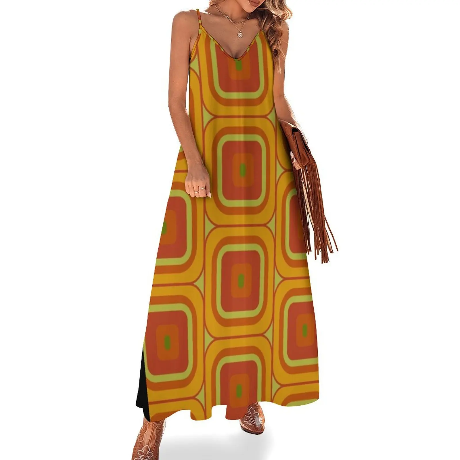 

70s Geometric Design Sleeveless Dress dress party night clothing women summer 2024 luxury women's party dress evening prom