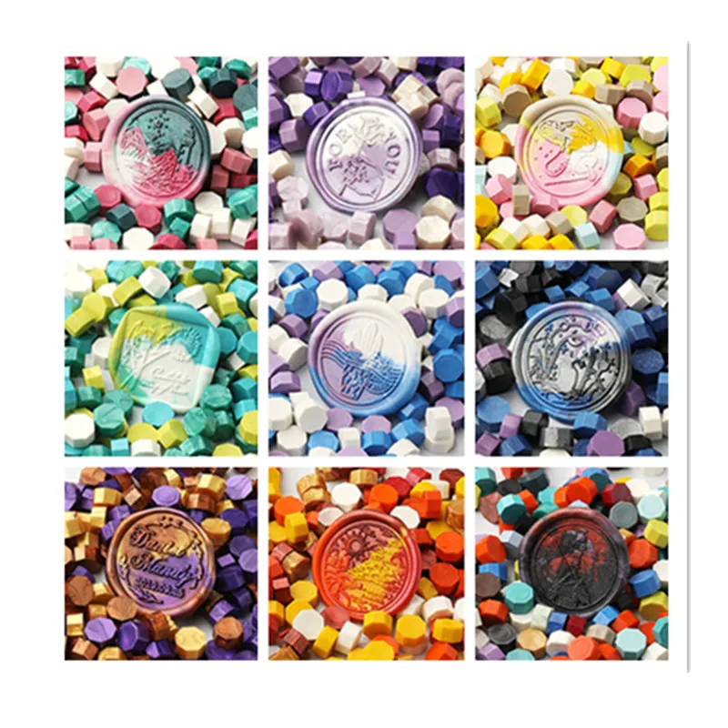 sealing wax beads 100pcs Retro Seal Stamp Bead Vintage Octagon Sealing Wax Beads for Scrapbooking Wedding Craft Decor Card Making Tools