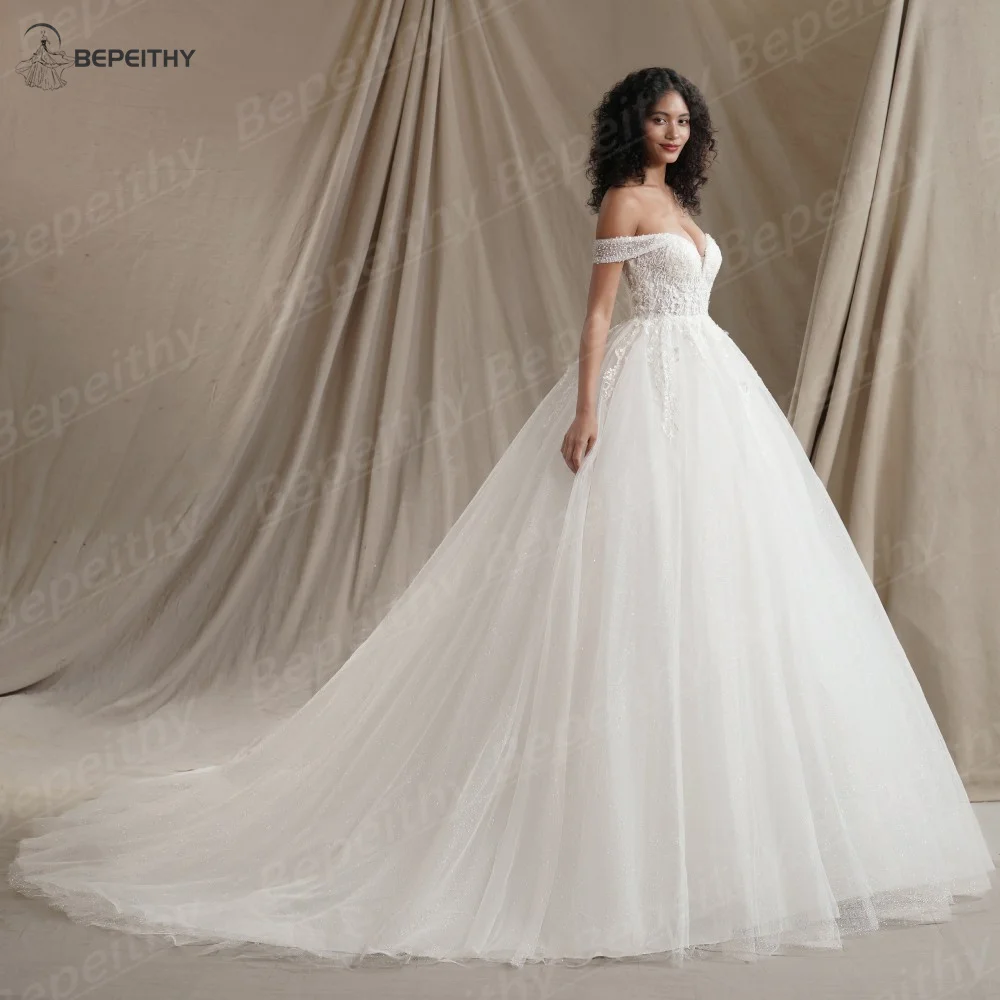 BEPEITHY Customized Sweetheart Glitter BOHO Wedding Dress 2024 Sleeveless Bride Sexy Beading Ivory Bridal Gown Vestido De Novia 6