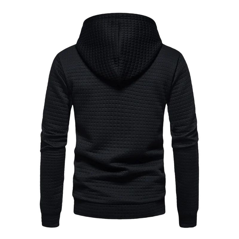 Waffle Pattern Hoodie, Cool Hoodies For Men, Men's Casual Solid Pullover Hooded Sweatshirt Streetwear For Winter Fall, As Gifts 2
