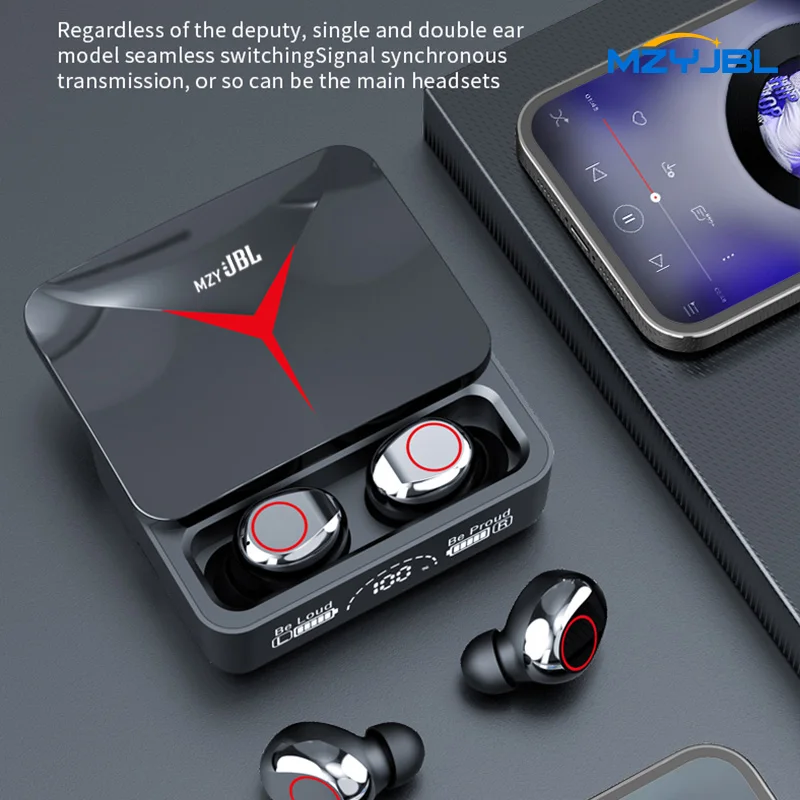 

mzyJBL True Wireless Earbuds Bluetooth Headphones M90 In Ear Headset TWS Waterproof Sports Earphones LED Display Built-in Mic