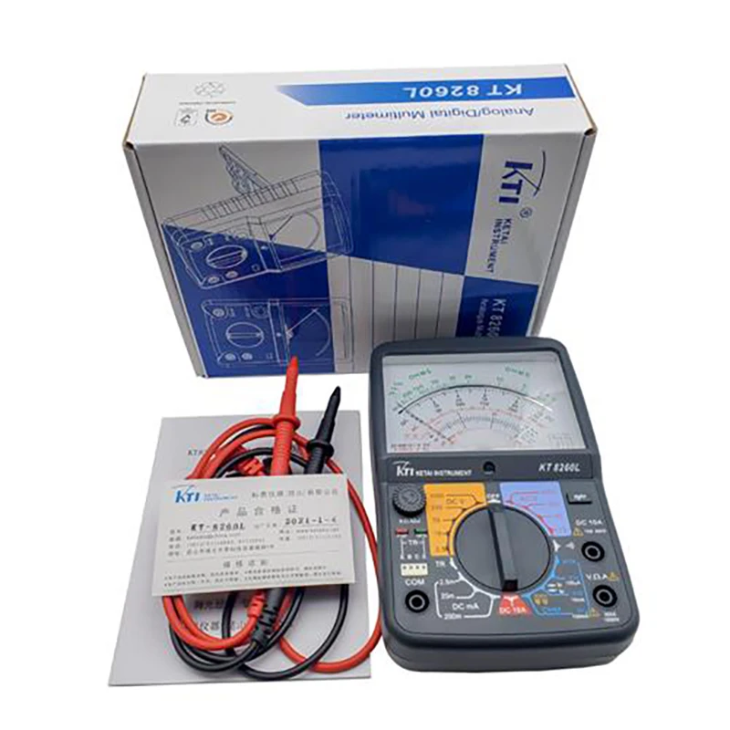 Description Picture 6 of itemKTI Backlight Pointer Multi Meter AC DC Voltage 1000V Analog Multimeter KT8260L Professionele with Bag Tester Multimeters Sale