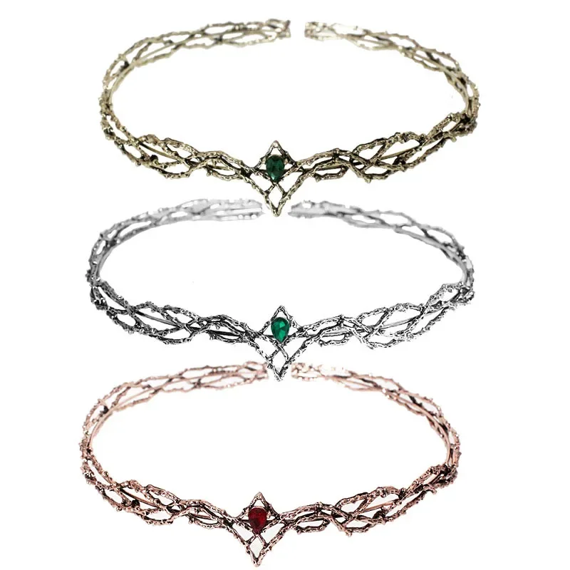 Elf Retro Silver Round Crown Headband for Women hair accessories hair bands hair band cosplay accessories cosplay headpiece halloween headband