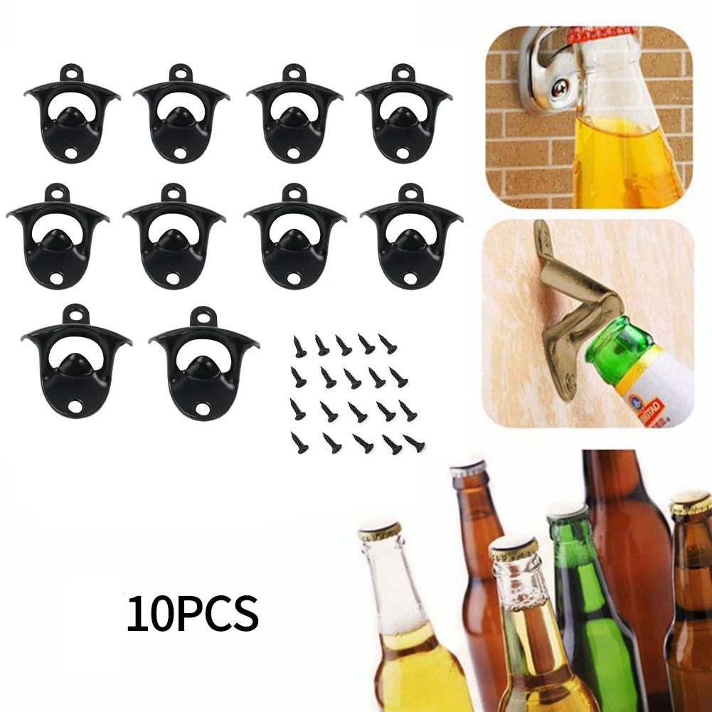 

10pcs Beer Bottle Opener Creative Retro Wall-mounted Rustic Style Cast Iron Cave Bar Kitchen Club Tool Barware Accessories