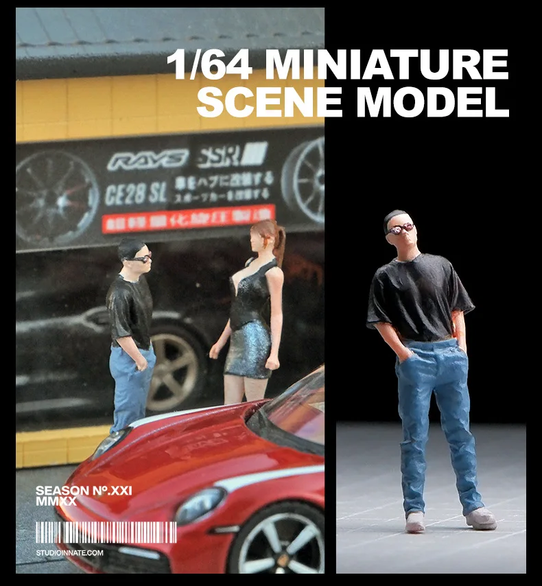 1/64 Miniaturfigur, trendige männliche Mini-Puppe, Modellfigur, Sandtisch, kreative Fotografie-Requisiten, Dekoration für Autos, Spielzeug – Detail 10
