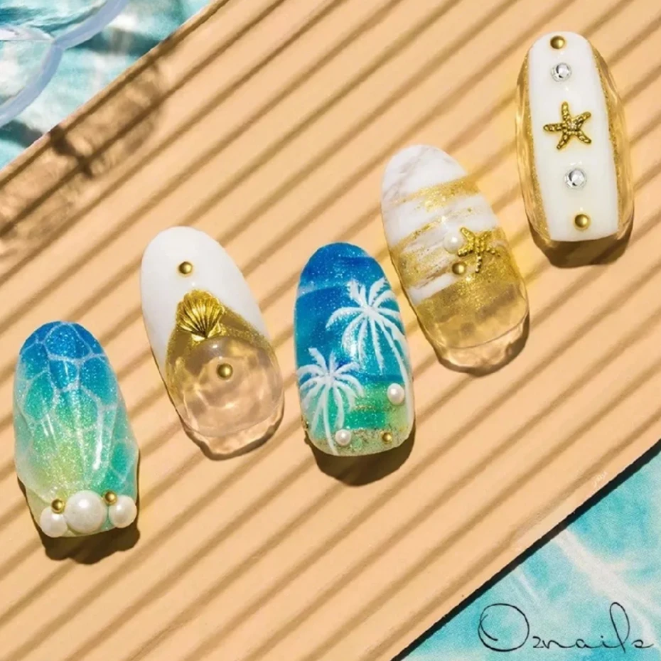 12 Gitter Gold Nail Art Legierung Nieten Meer 3D Dekorationen Muschel Stern Nagel Charm Metallrahmen Nieten Nagel Pailletten Zubehör – Detail 7