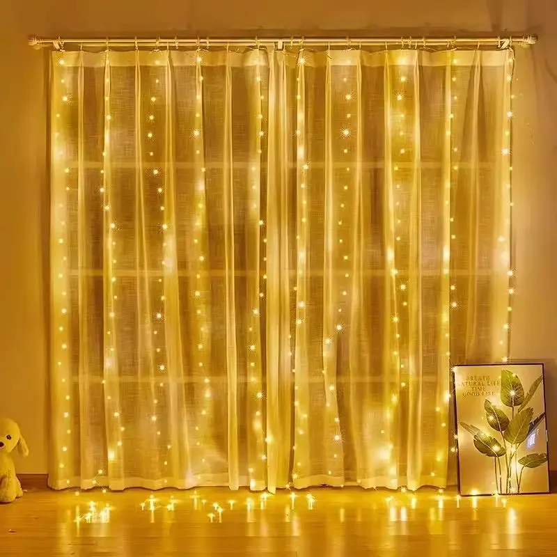 Description Picture 4 of itemNew Indoor Curtain Lights USB Powered 8 Modes LED Hanging String Lights Decor Christmas Tree Wedding Party Lighting Fairy Lights
