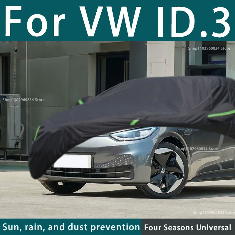 For Volkswagen ID.3 Full Car Covers Outdoor Uv Sun Protection Dust Rain  Snow Protective Anti-hail Car Cover Auto Black Cover