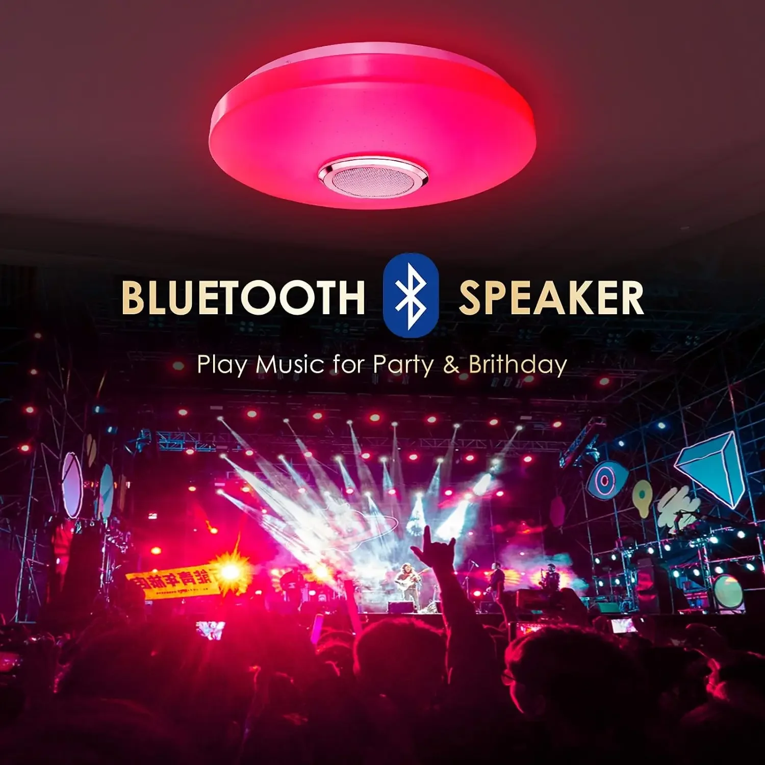 음악 앱 원격 제어 블루투스 인테리어 장식 침실 파티용 스피커가 있는 RGB 스마트 홈 LED 천장 조명