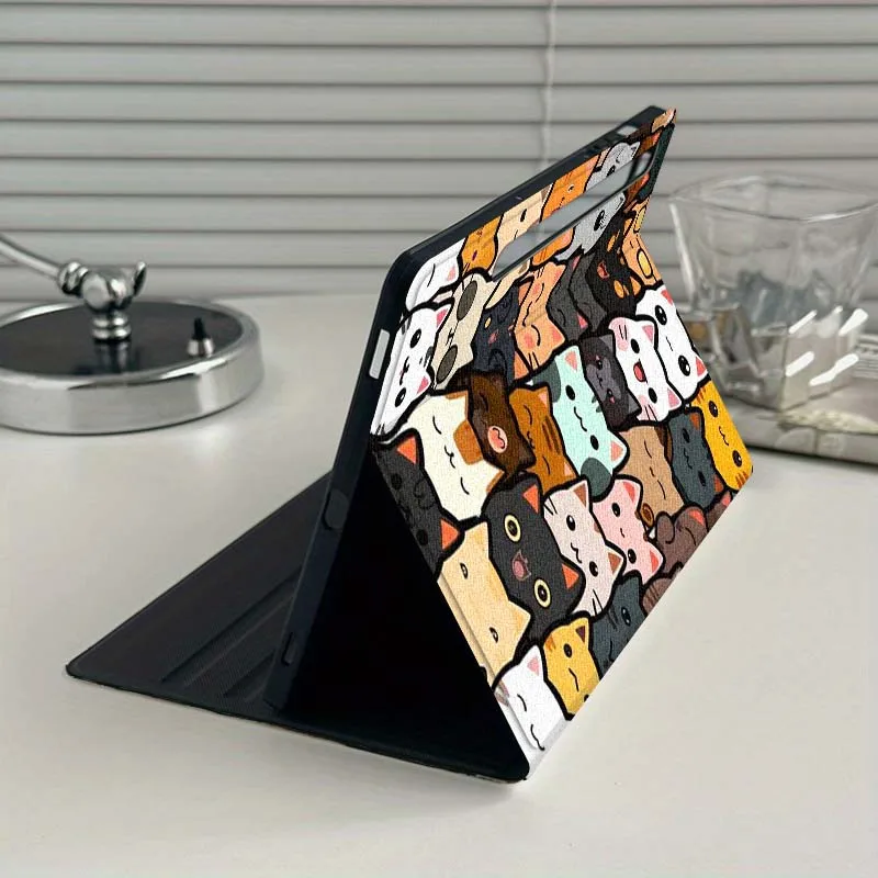 Cartoon Cat Flower Foldable Tablet Cover Case