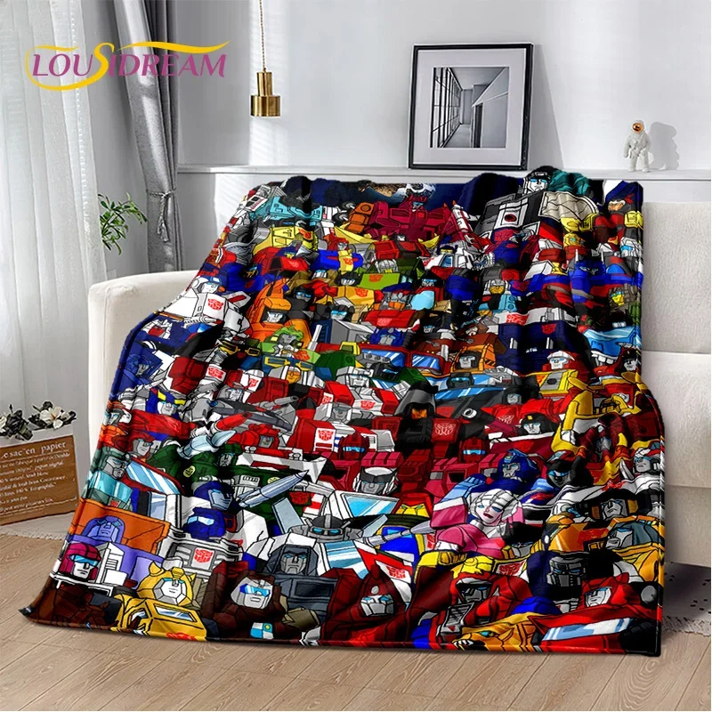 HD Cartoon T-Transformers  Autobots 3D Soft Blankets,Keep Warm Throw Blanket for Picnic Beds Sofa Home Bedroom Gifts Kids Hiking 3