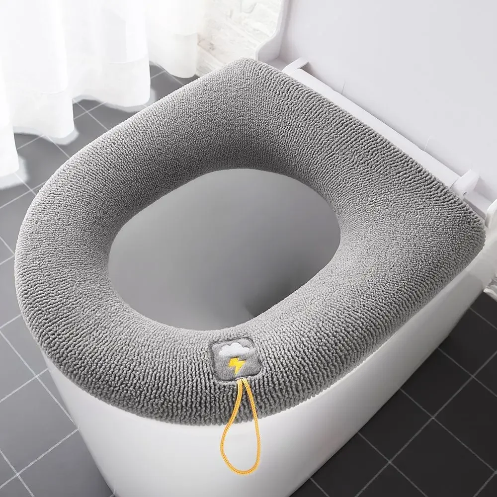 Toilet Seat Cover Universal Pumpkin Pattern Soft Warm Toilet Seat Cushion Bathroom Lid Accessory