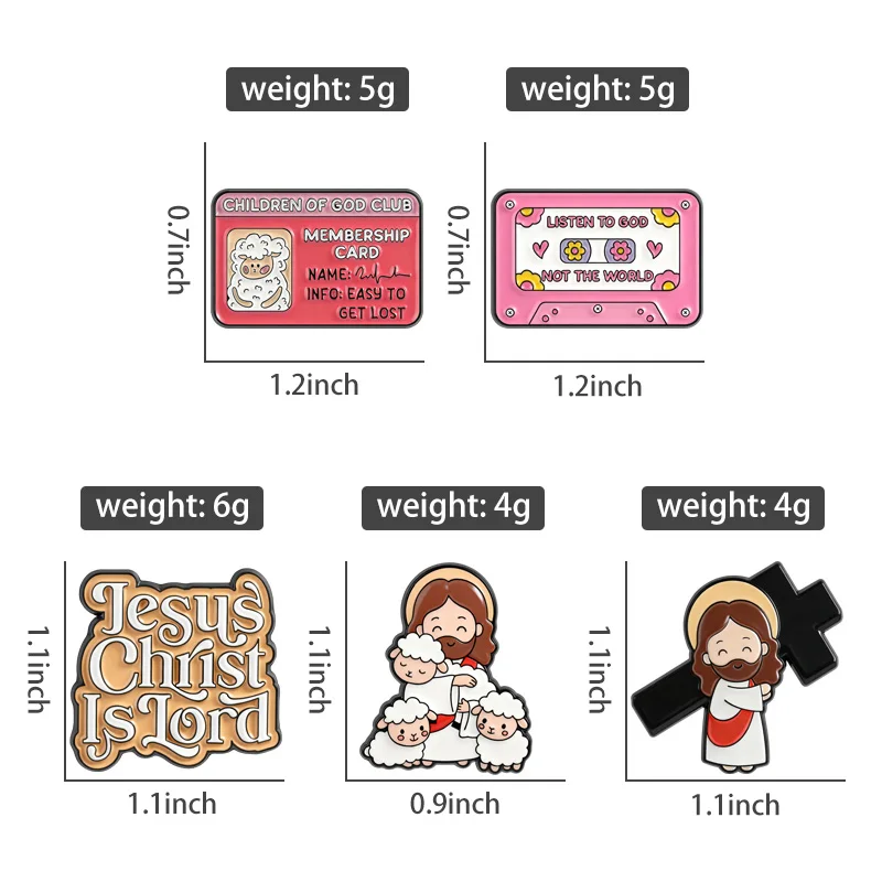 Love God Collection Emaille-Anstecknadeln, Schaf-Jesus-Zitate, Broschen, Reversnadel, Bibel-inspirierender Glaubensschmuck, Geschenk für Freunde – Detail 7