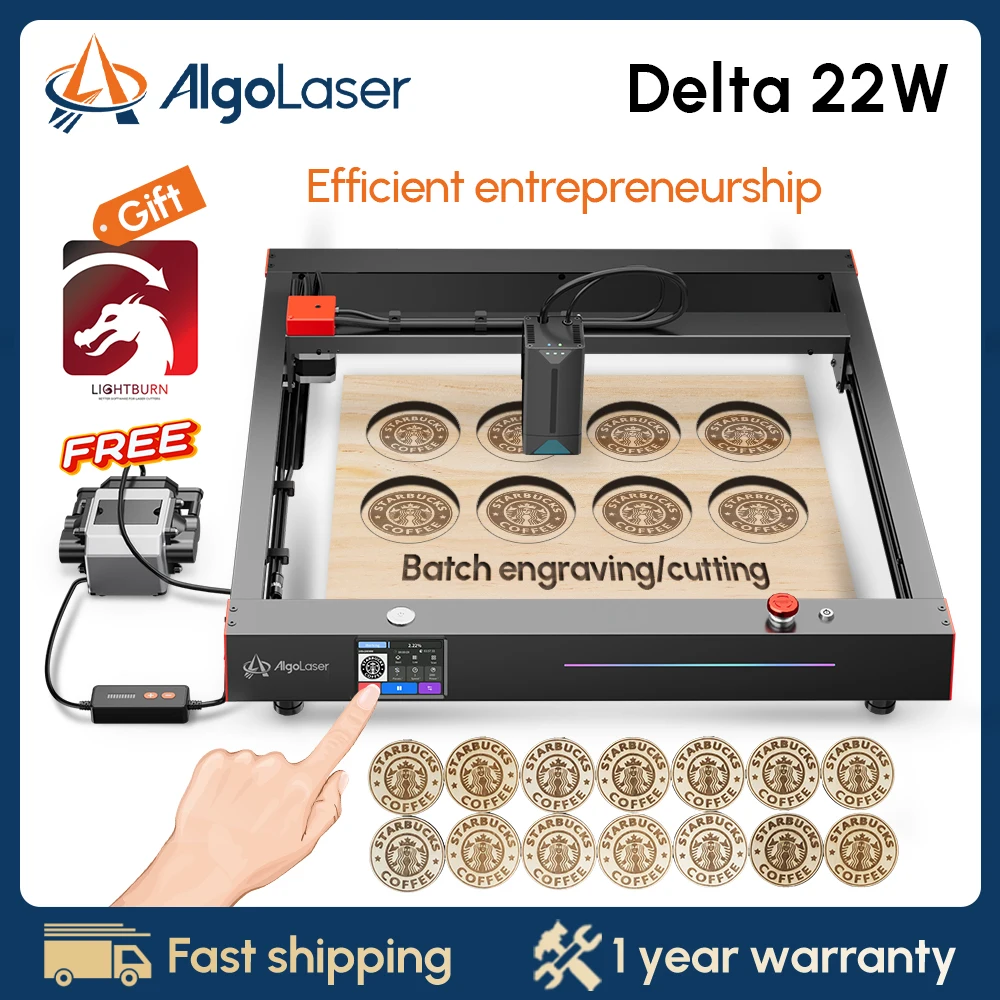 

Algolaser Delta 22W Laser Off-line Engraving Touch Screen Operation With Engraving Area 440x415mm Color Printing Business Tools