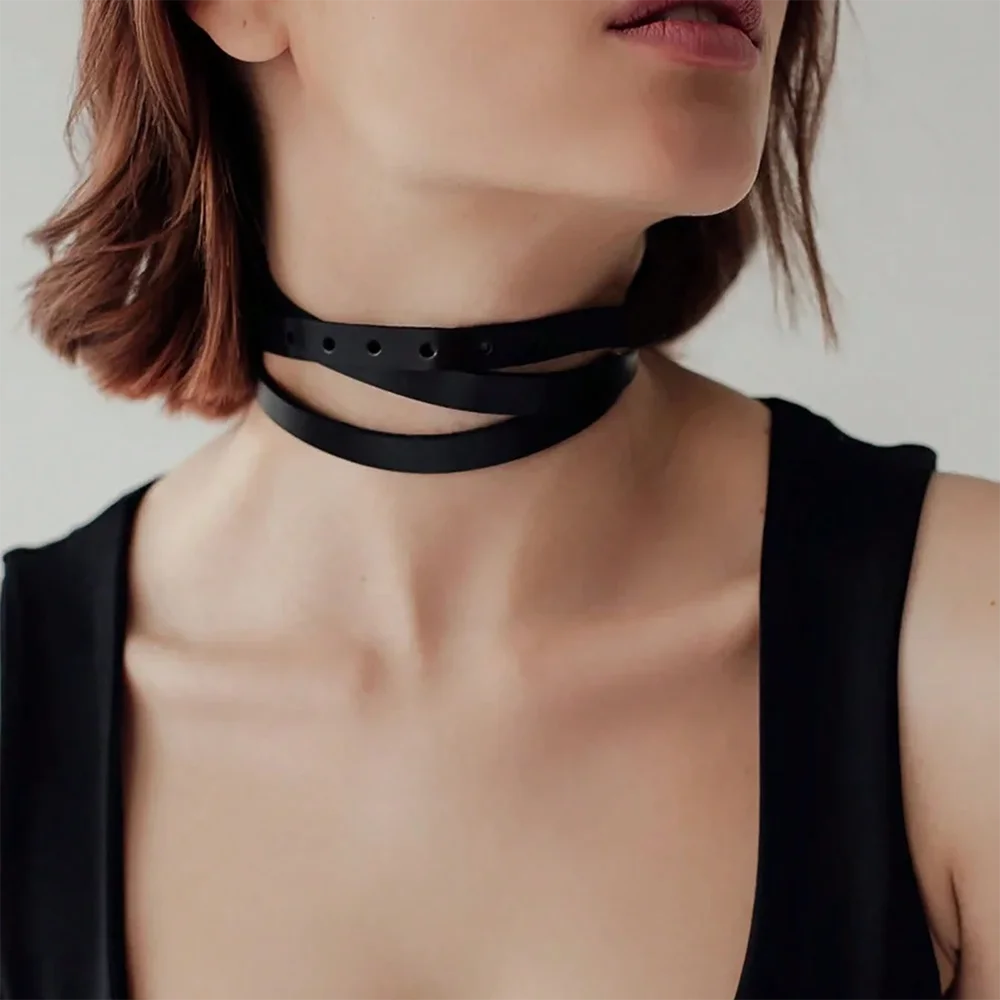 Bdsm Bondage Lingerie Sexy Leather Collar Harness Woman Erotic Leather Neck Harness Fetish Wear Women Neck Accessorie